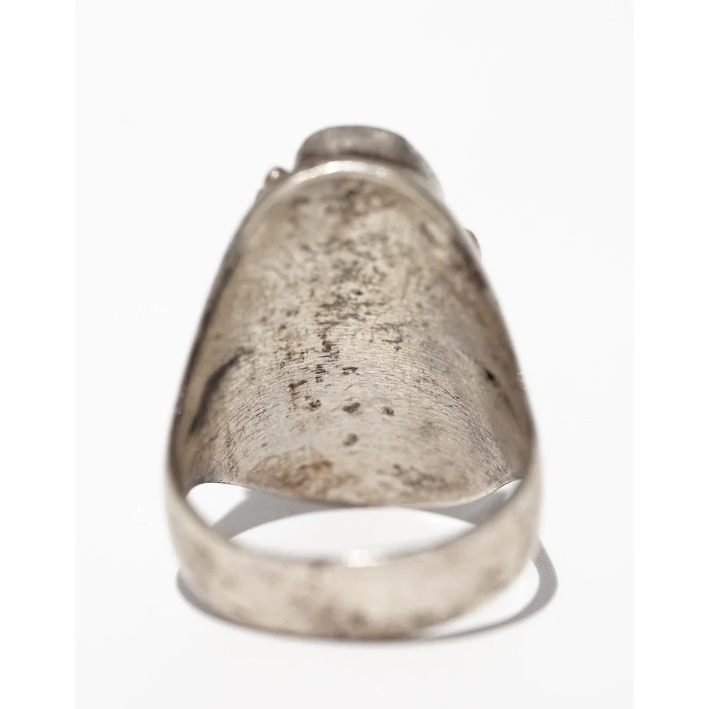 Old Pawn‎ Navajo Native American Indian Sterling Silver Coral Turqiouse Ring
